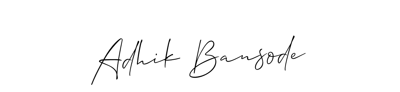 How to make Adhik Bansode name signature. Use Allison_Script style for creating short signs online. This is the latest handwritten sign. Adhik Bansode signature style 2 images and pictures png