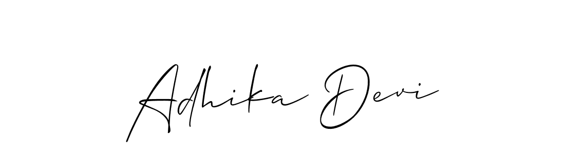 The best way (Allison_Script) to make a short signature is to pick only two or three words in your name. The name Adhika Devi include a total of six letters. For converting this name. Adhika Devi signature style 2 images and pictures png