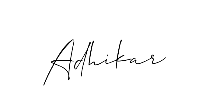 Design your own signature with our free online signature maker. With this signature software, you can create a handwritten (Allison_Script) signature for name Adhikar. Adhikar signature style 2 images and pictures png