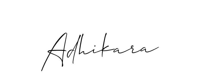 Use a signature maker to create a handwritten signature online. With this signature software, you can design (Allison_Script) your own signature for name Adhikara. Adhikara signature style 2 images and pictures png
