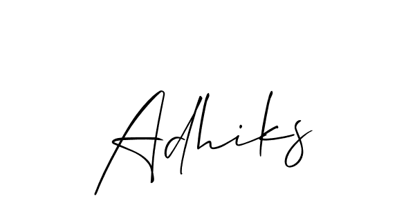 Allison_Script is a professional signature style that is perfect for those who want to add a touch of class to their signature. It is also a great choice for those who want to make their signature more unique. Get Adhiks name to fancy signature for free. Adhiks signature style 2 images and pictures png