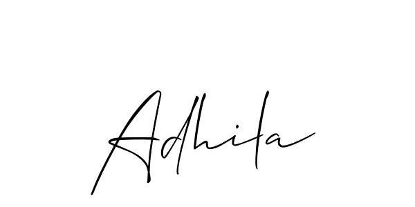 Also we have Adhila name is the best signature style. Create professional handwritten signature collection using Allison_Script autograph style. Adhila signature style 2 images and pictures png