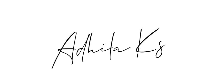 Also we have Adhila Ks name is the best signature style. Create professional handwritten signature collection using Allison_Script autograph style. Adhila Ks signature style 2 images and pictures png