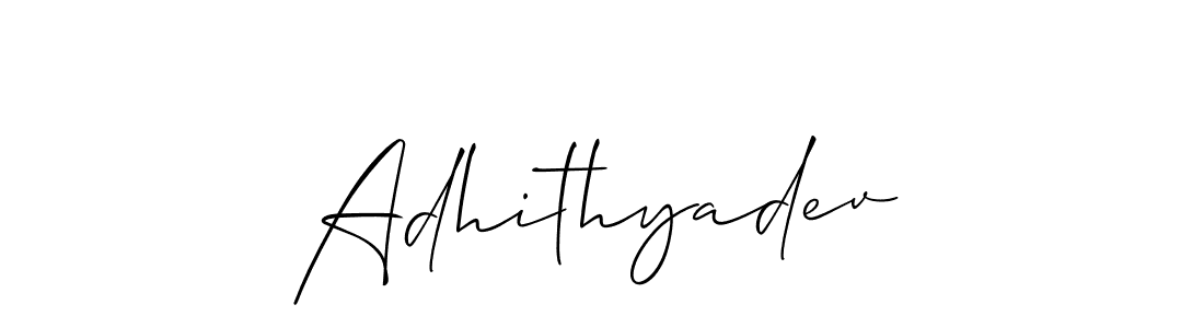 The best way (Allison_Script) to make a short signature is to pick only two or three words in your name. The name Adhithyadev include a total of six letters. For converting this name. Adhithyadev signature style 2 images and pictures png