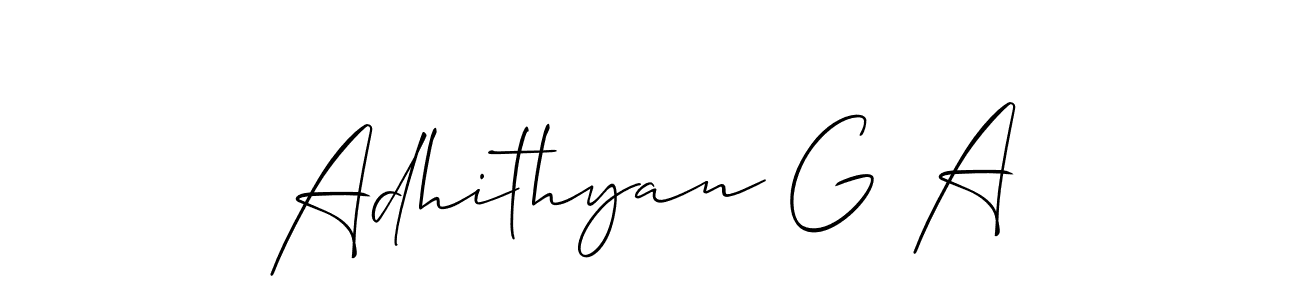 Make a beautiful signature design for name Adhithyan G A. With this signature (Allison_Script) style, you can create a handwritten signature for free. Adhithyan G A signature style 2 images and pictures png