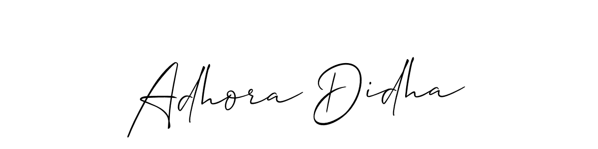 The best way (Allison_Script) to make a short signature is to pick only two or three words in your name. The name Adhora Didha include a total of six letters. For converting this name. Adhora Didha signature style 2 images and pictures png