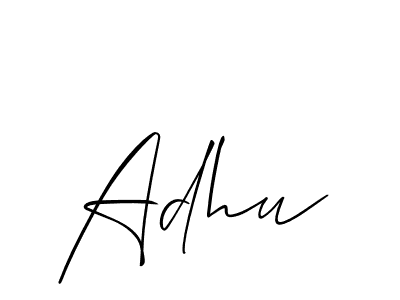 Make a beautiful signature design for name Adhu. With this signature (Allison_Script) style, you can create a handwritten signature for free. Adhu signature style 2 images and pictures png