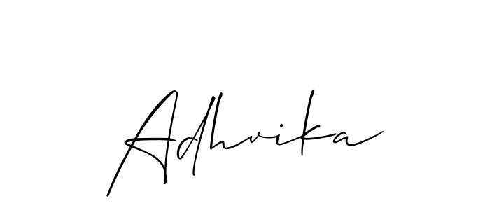 Allison_Script is a professional signature style that is perfect for those who want to add a touch of class to their signature. It is also a great choice for those who want to make their signature more unique. Get Adhvika name to fancy signature for free. Adhvika signature style 2 images and pictures png