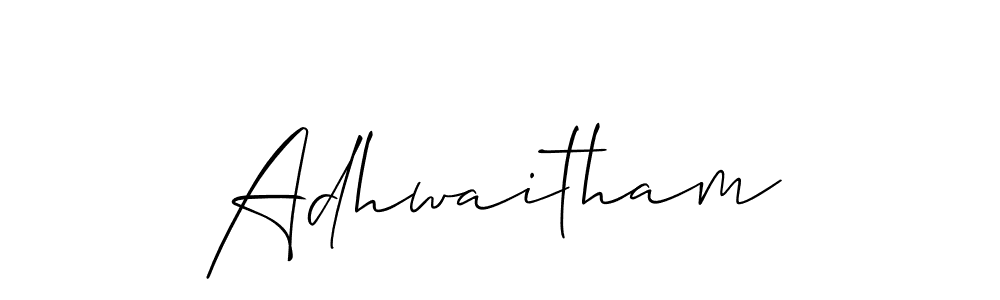 Make a beautiful signature design for name Adhwaitham. With this signature (Allison_Script) style, you can create a handwritten signature for free. Adhwaitham signature style 2 images and pictures png