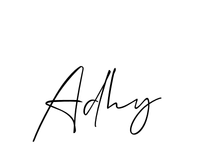 The best way (Allison_Script) to make a short signature is to pick only two or three words in your name. The name Adhy include a total of six letters. For converting this name. Adhy signature style 2 images and pictures png