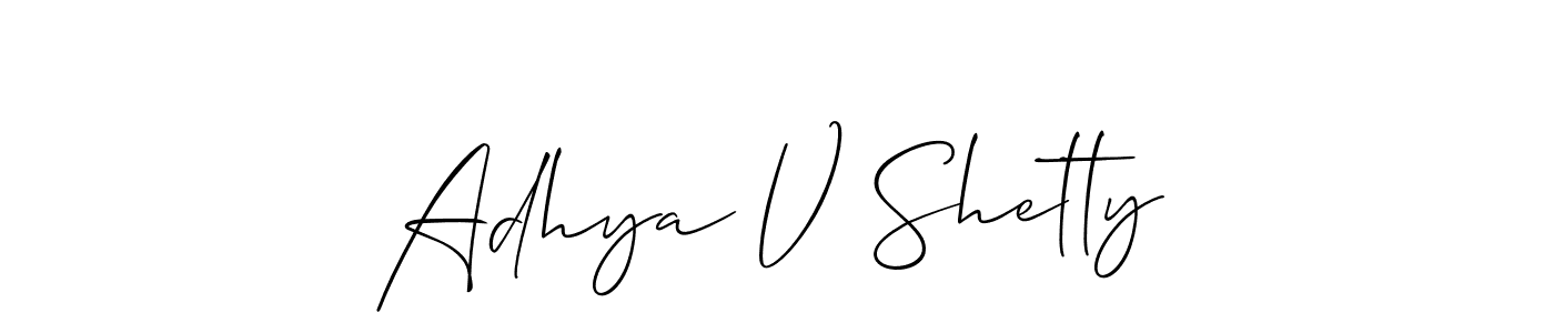 Make a beautiful signature design for name Adhya V Shetty. With this signature (Allison_Script) style, you can create a handwritten signature for free. Adhya V Shetty signature style 2 images and pictures png