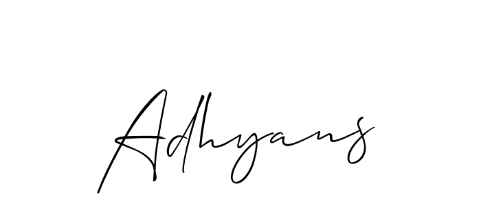 Also we have Adhyans name is the best signature style. Create professional handwritten signature collection using Allison_Script autograph style. Adhyans signature style 2 images and pictures png