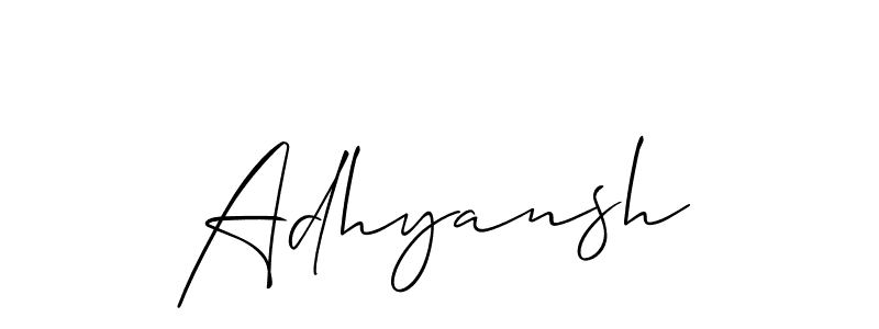 Also we have Adhyansh name is the best signature style. Create professional handwritten signature collection using Allison_Script autograph style. Adhyansh signature style 2 images and pictures png