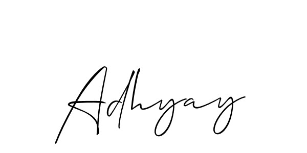 Use a signature maker to create a handwritten signature online. With this signature software, you can design (Allison_Script) your own signature for name Adhyay. Adhyay signature style 2 images and pictures png