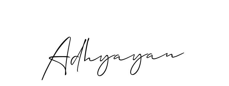 Create a beautiful signature design for name Adhyayan. With this signature (Allison_Script) fonts, you can make a handwritten signature for free. Adhyayan signature style 2 images and pictures png