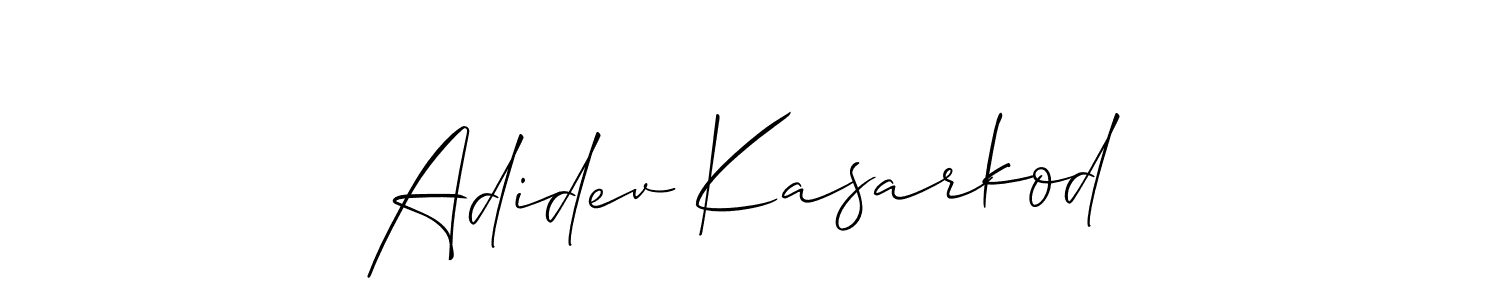 Create a beautiful signature design for name Adidev Kasarkod. With this signature (Allison_Script) fonts, you can make a handwritten signature for free. Adidev Kasarkod signature style 2 images and pictures png