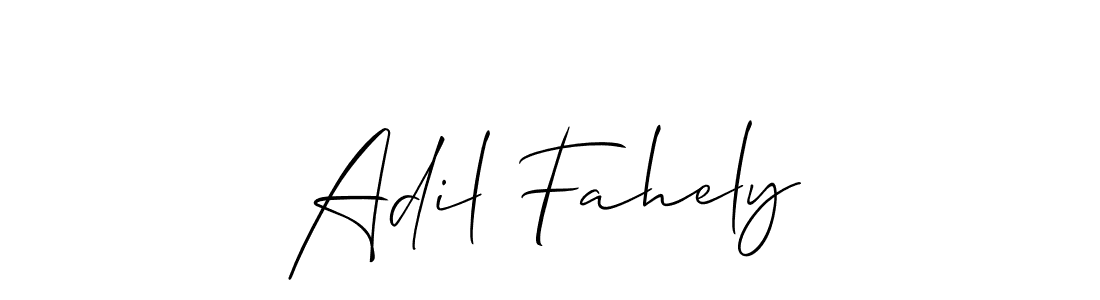 How to make Adil Fahely name signature. Use Allison_Script style for creating short signs online. This is the latest handwritten sign. Adil Fahely signature style 2 images and pictures png