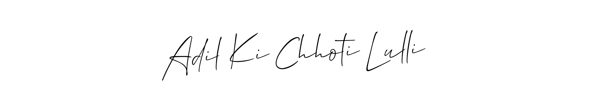 It looks lik you need a new signature style for name Adil Ki Chhoti Lulli. Design unique handwritten (Allison_Script) signature with our free signature maker in just a few clicks. Adil Ki Chhoti Lulli signature style 2 images and pictures png