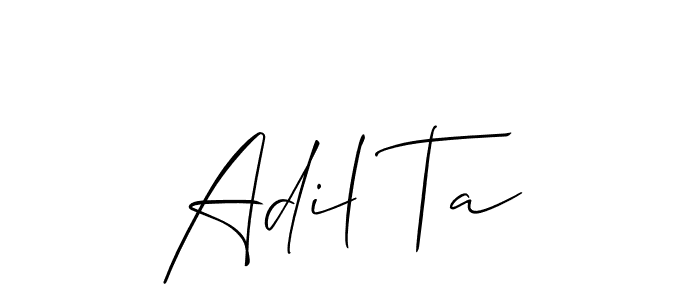 Make a beautiful signature design for name Adil Ta. With this signature (Allison_Script) style, you can create a handwritten signature for free. Adil Ta signature style 2 images and pictures png