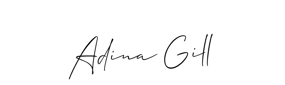 The best way (Allison_Script) to make a short signature is to pick only two or three words in your name. The name Adina Gill include a total of six letters. For converting this name. Adina Gill signature style 2 images and pictures png