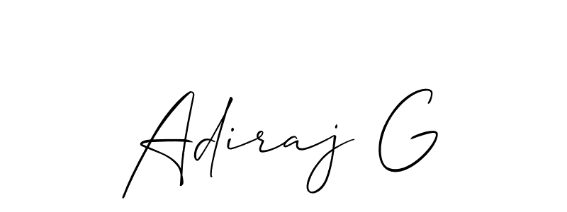 Use a signature maker to create a handwritten signature online. With this signature software, you can design (Allison_Script) your own signature for name Adiraj G. Adiraj G signature style 2 images and pictures png