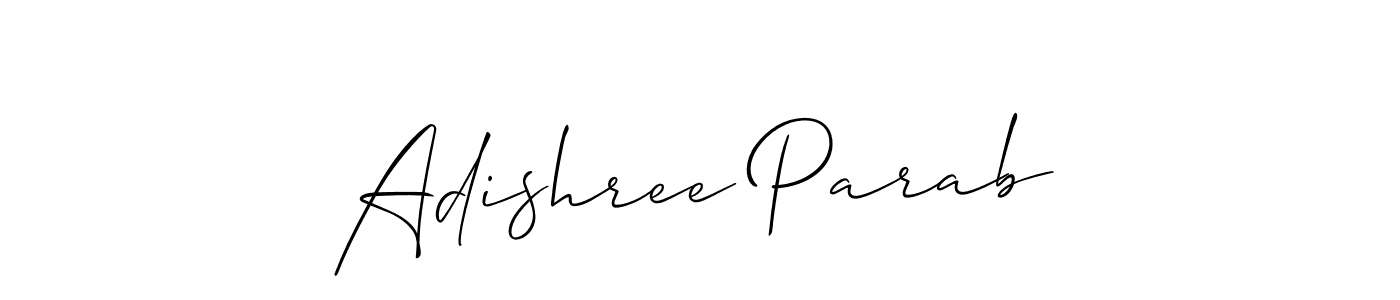 You should practise on your own different ways (Allison_Script) to write your name (Adishree Parab) in signature. don't let someone else do it for you. Adishree Parab signature style 2 images and pictures png