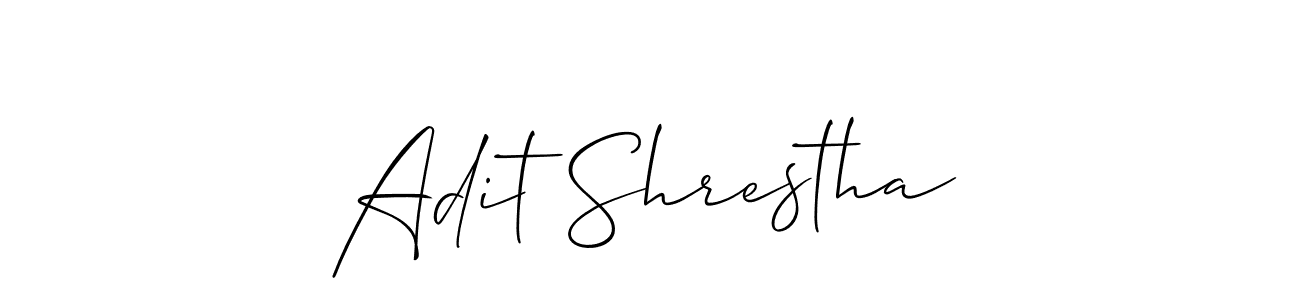 Adit Shrestha stylish signature style. Best Handwritten Sign (Allison_Script) for my name. Handwritten Signature Collection Ideas for my name Adit Shrestha. Adit Shrestha signature style 2 images and pictures png