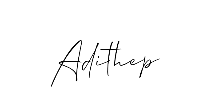 The best way (Allison_Script) to make a short signature is to pick only two or three words in your name. The name Adithep include a total of six letters. For converting this name. Adithep signature style 2 images and pictures png