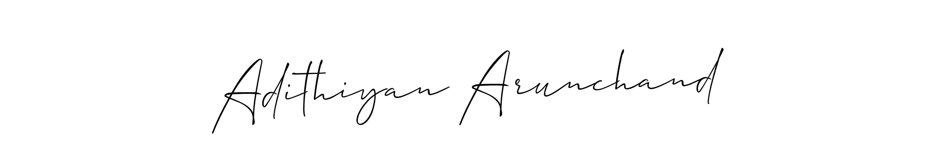 How to make Adithiyan Arunchand name signature. Use Allison_Script style for creating short signs online. This is the latest handwritten sign. Adithiyan Arunchand signature style 2 images and pictures png