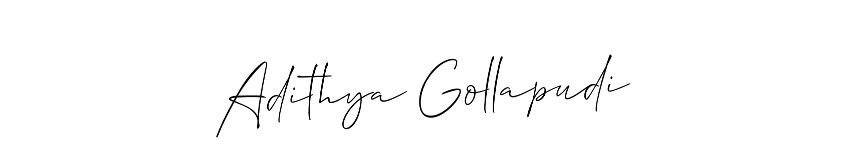 It looks lik you need a new signature style for name Adithya Gollapudi. Design unique handwritten (Allison_Script) signature with our free signature maker in just a few clicks. Adithya Gollapudi signature style 2 images and pictures png