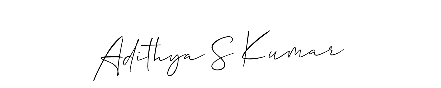 The best way (Allison_Script) to make a short signature is to pick only two or three words in your name. The name Adithya S Kumar include a total of six letters. For converting this name. Adithya S Kumar signature style 2 images and pictures png