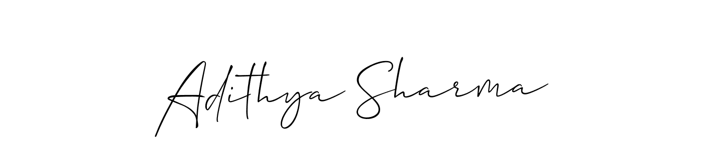 The best way (Allison_Script) to make a short signature is to pick only two or three words in your name. The name Adithya Sharma include a total of six letters. For converting this name. Adithya Sharma signature style 2 images and pictures png