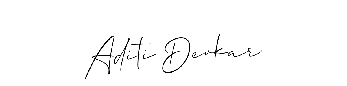 The best way (Allison_Script) to make a short signature is to pick only two or three words in your name. The name Aditi Devkar include a total of six letters. For converting this name. Aditi Devkar signature style 2 images and pictures png