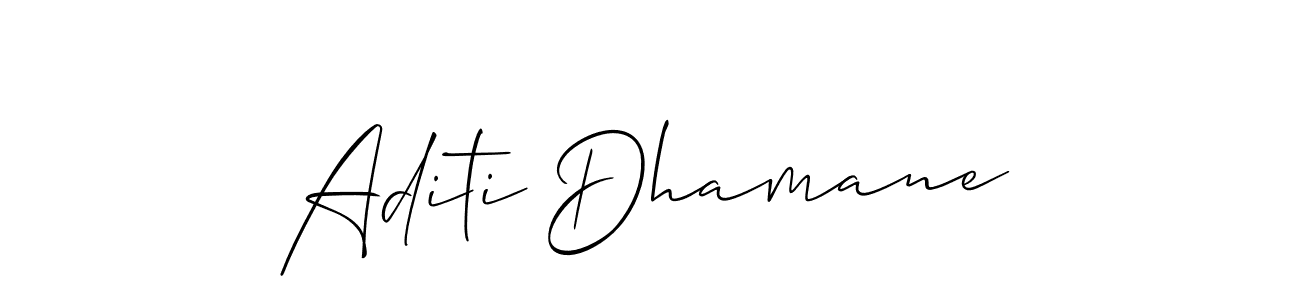 The best way (Allison_Script) to make a short signature is to pick only two or three words in your name. The name Aditi Dhamane include a total of six letters. For converting this name. Aditi Dhamane signature style 2 images and pictures png