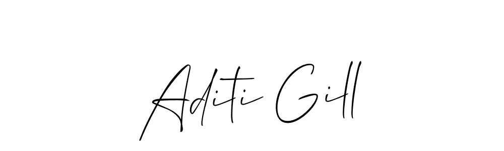The best way (Allison_Script) to make a short signature is to pick only two or three words in your name. The name Aditi Gill include a total of six letters. For converting this name. Aditi Gill signature style 2 images and pictures png