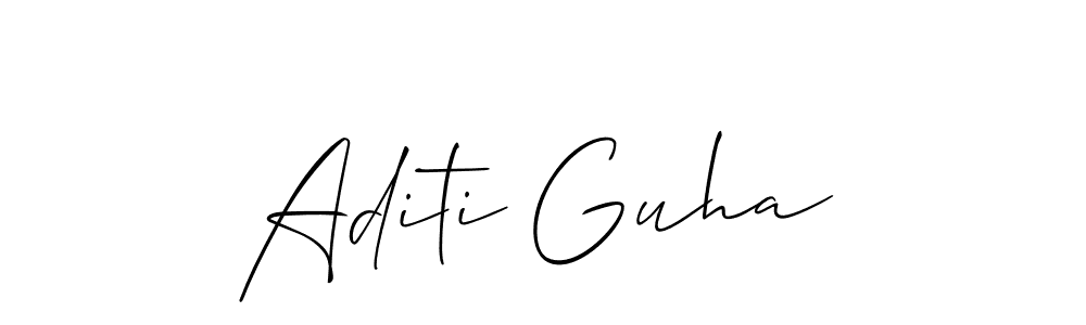 Also You can easily find your signature by using the search form. We will create Aditi Guha name handwritten signature images for you free of cost using Allison_Script sign style. Aditi Guha signature style 2 images and pictures png