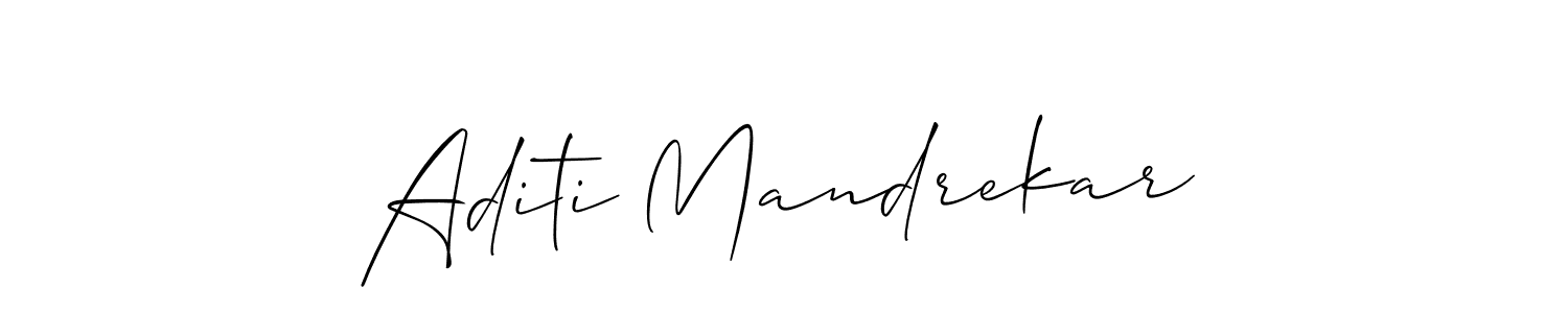 Allison_Script is a professional signature style that is perfect for those who want to add a touch of class to their signature. It is also a great choice for those who want to make their signature more unique. Get Aditi Mandrekar name to fancy signature for free. Aditi Mandrekar signature style 2 images and pictures png