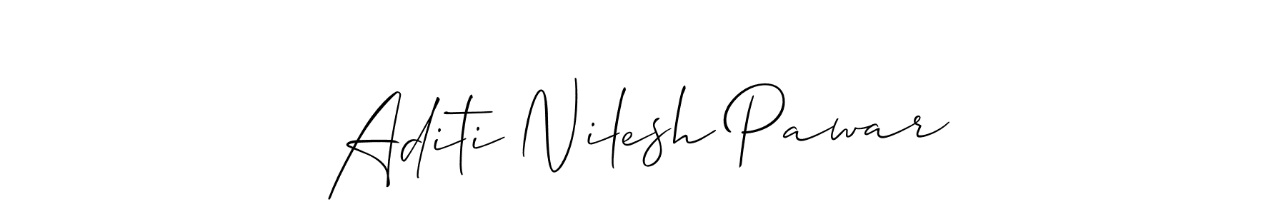 You should practise on your own different ways (Allison_Script) to write your name (Aditi Nilesh Pawar) in signature. don't let someone else do it for you. Aditi Nilesh Pawar signature style 2 images and pictures png