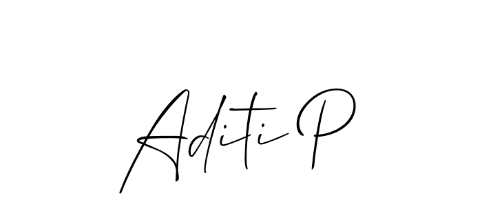 How to make Aditi P name signature. Use Allison_Script style for creating short signs online. This is the latest handwritten sign. Aditi P signature style 2 images and pictures png