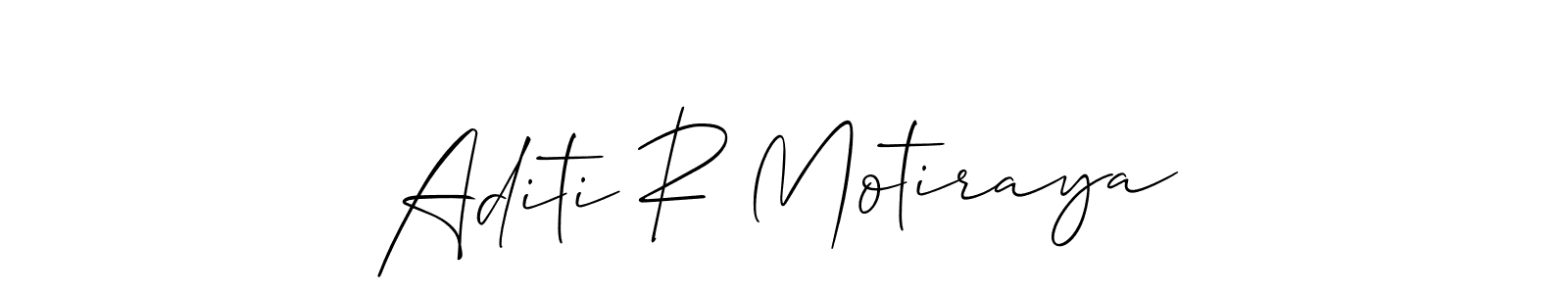 This is the best signature style for the Aditi R Motiraya name. Also you like these signature font (Allison_Script). Mix name signature. Aditi R Motiraya signature style 2 images and pictures png