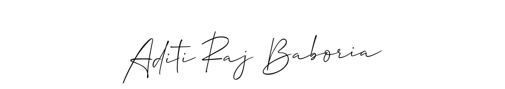 You should practise on your own different ways (Allison_Script) to write your name (Aditi Raj Baboria) in signature. don't let someone else do it for you. Aditi Raj Baboria signature style 2 images and pictures png