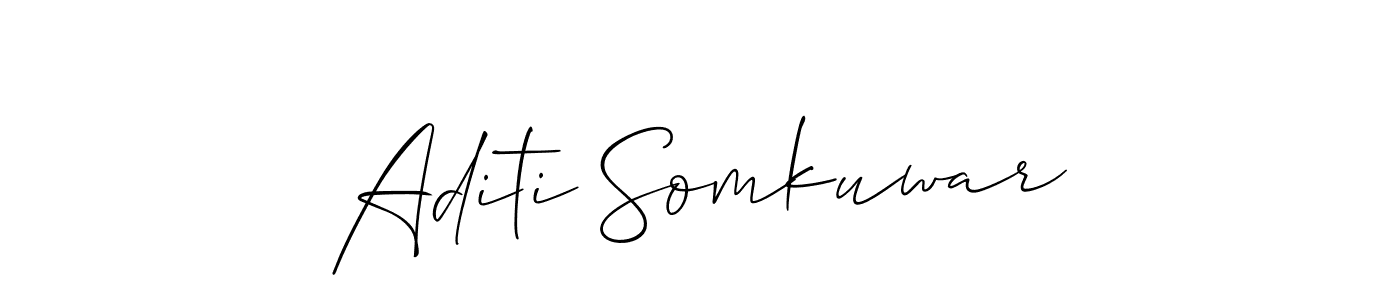 The best way (Allison_Script) to make a short signature is to pick only two or three words in your name. The name Aditi Somkuwar include a total of six letters. For converting this name. Aditi Somkuwar signature style 2 images and pictures png