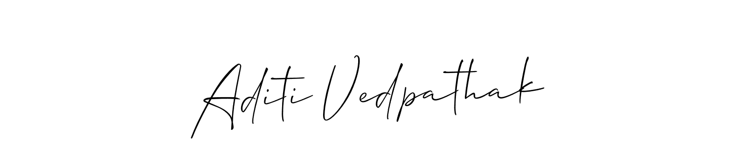 Allison_Script is a professional signature style that is perfect for those who want to add a touch of class to their signature. It is also a great choice for those who want to make their signature more unique. Get Aditi Vedpathak name to fancy signature for free. Aditi Vedpathak signature style 2 images and pictures png