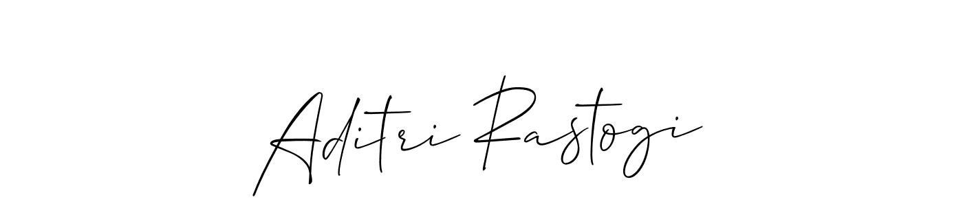 The best way (Allison_Script) to make a short signature is to pick only two or three words in your name. The name Aditri Rastogi include a total of six letters. For converting this name. Aditri Rastogi signature style 2 images and pictures png