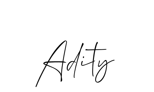 Use a signature maker to create a handwritten signature online. With this signature software, you can design (Allison_Script) your own signature for name Adity. Adity signature style 2 images and pictures png