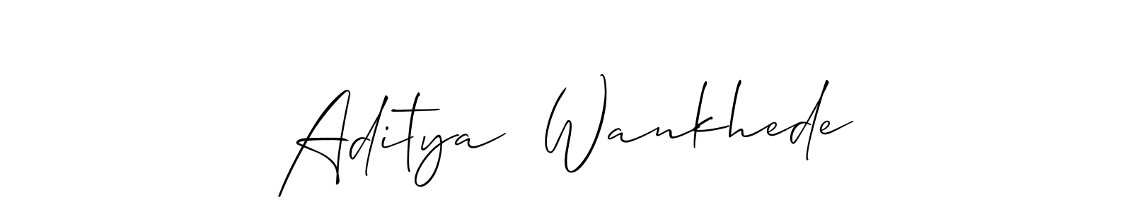 The best way (Allison_Script) to make a short signature is to pick only two or three words in your name. The name Aditya  Wankhede include a total of six letters. For converting this name. Aditya  Wankhede signature style 2 images and pictures png