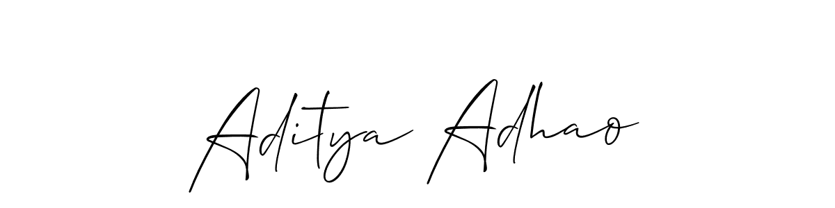 Allison_Script is a professional signature style that is perfect for those who want to add a touch of class to their signature. It is also a great choice for those who want to make their signature more unique. Get Aditya Adhao name to fancy signature for free. Aditya Adhao signature style 2 images and pictures png