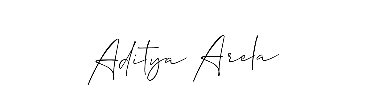 Make a beautiful signature design for name Aditya Arela. With this signature (Allison_Script) style, you can create a handwritten signature for free. Aditya Arela signature style 2 images and pictures png