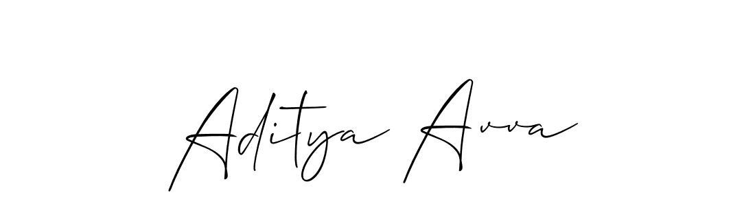 Make a beautiful signature design for name Aditya Avva. With this signature (Allison_Script) style, you can create a handwritten signature for free. Aditya Avva signature style 2 images and pictures png