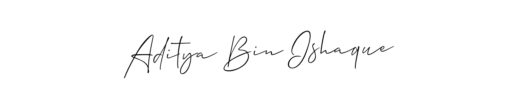 You should practise on your own different ways (Allison_Script) to write your name (Aditya Bin Ishaque) in signature. don't let someone else do it for you. Aditya Bin Ishaque signature style 2 images and pictures png